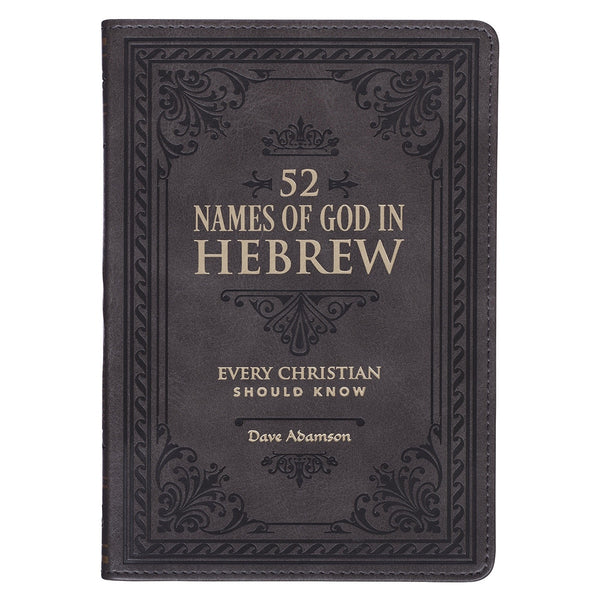 52 Names of God in Hebrew Every Christian Should Know Stone-Gray Faux Leather Gift Book - KI Gifts Christian Supplies