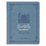 Beautifully Blended Blue Faux Leather Daily Devotional for Couples