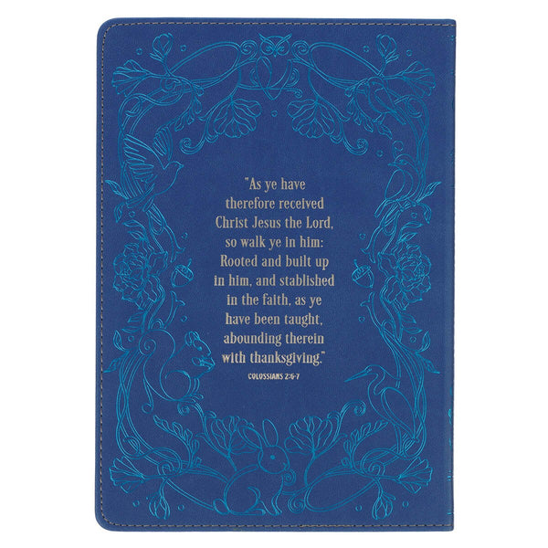 Growing Faith: 90 Devotional Stories for Families Blue Faux Leather Gift Book