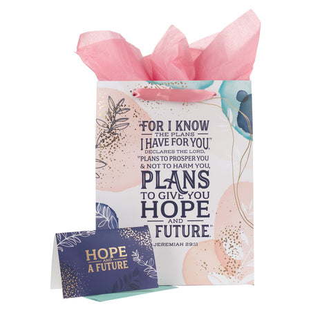 Perfect Gift Pink Rose Large Portrait Gift Bag with Card – James 1:17