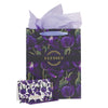 Blessed Purple Tulip Large Portrait Gift Bag with Card Set - Luke 1:45