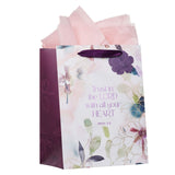 Trust in the Lord Purple Bloom Large Portrait Gift Bag - Proverbs 3:5