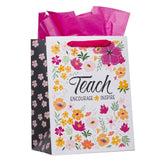 The Lord is With You Pink Floral Large Portrait Gift Bag - Zephaniah 3:17