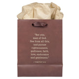 Man of God Brown Medium Gift Bag - 1 Timothy 6:11