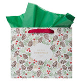 Merry Christmas Pinecone Large Landscape Gift Bag
