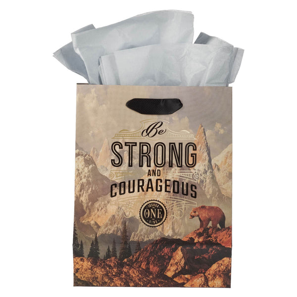 Strong and Courageous Mountain View Medium Gift Bag - Joshua 1:9