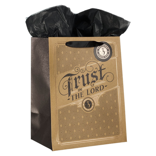 Trust in the Lord Cork-brown Large Portrait Gift Bag - Proverbs 3:5