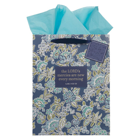 Happy Birthday Pink Flower Trellis Large Landscape Gift Bag Set with Card