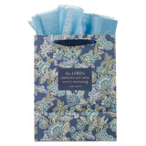 Morning Mercies Blue Green Floral Large Gift Bag Lam 3:22-23