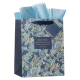 Morning Mercies Blue Green Floral Large Gift Bag Lam 3:22-23
