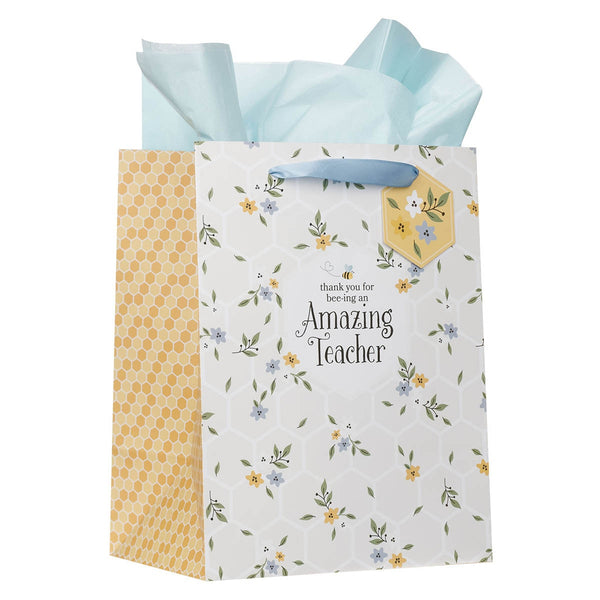 Amazing Teacher Blossom and Bees Large Portrait Gift Bag
