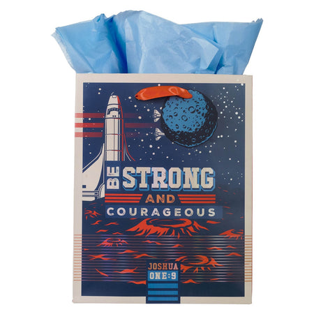 Strong and Courageous Blue Stainless Steel Water Bottle - Joshua 1:9