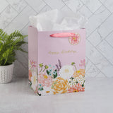 Happy Birthday Lilac Floral Large Portrait Gift Bag