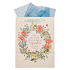Sweet Friendship Bright Floral Wreath Large Portrait Gift Bag - Proverbs 27:9