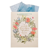 Sweet Friendship Bright Floral Wreath Large Portrait Gift Bag - Proverbs 27:9