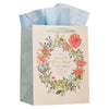 Sweet Friendship Bright Floral Wreath Large Portrait Gift Bag - Proverbs 27:9