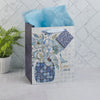 Love Blue Mosaic Tile Large Portrait Gift Bag - John 3:16