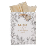 Glory to God Winter Botanical Medium Gift Bag - Luke 2:14 - KI Gifts Christian Supplies