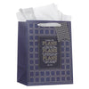 The Plans Modern Blue Grid Large Portrait Gift Bag - Jeremiah 29:11