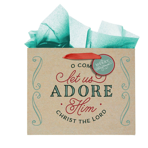 Come Let Us Adore Him Large Landscape Gift Bag - KI Gifts Christian Supplies