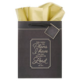 I Know the Plans Graphite Gray Large Portrait Gift Bag - Jeremiah 29:11 - KI Gifts Christian Supplies