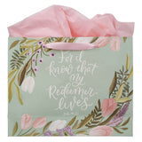 My Redeemer Lives Mint Meadow Large Landscape Gift Bag - Job 19:25