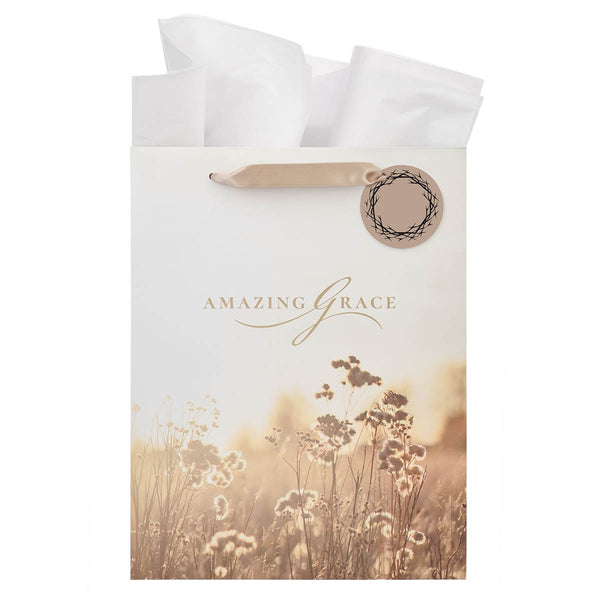 Amazing Grace Wildflower and Crown of Thorns Large Portrait Gift Bag - KI Gifts Christian Supplies