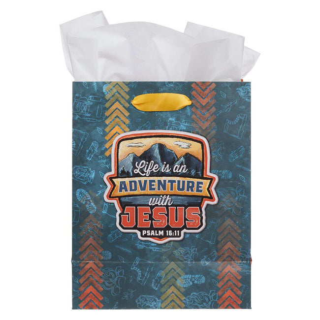 Adventure with Jesus Blue Trail Medium Gift Bag - Psalm 16:11