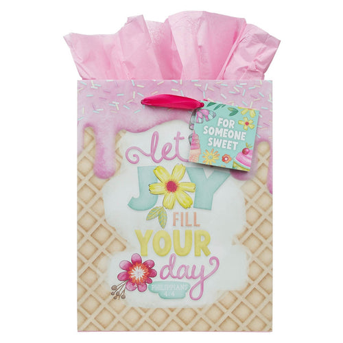Let Joy Fill Your Day Pink Medium Gift Bag - Philippians 4:4 - KI Gifts Christian Supplies