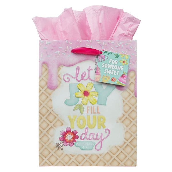 Let Joy Fill Your Day Pink Medium Gift Bag - Philippians 4:4 - KI Gifts Christian Supplies