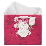 Love Red Hummingbird Large Landscape Gift Bag - 1 Corinthians 13:4 - KI Gifts Christian Supplies