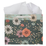 Be Still Teal Botanical Large Landscape Gift Bag - Psalm 46:10