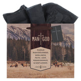 Man of God Brown Trailhead Large Landscape Gift Bag - 1 Timothy 6:11 - KI Gifts Christian Supplies