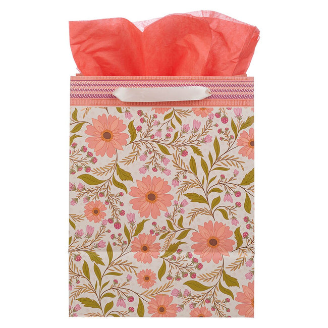 Trust In The Lord Coral Cascade Large Portrait Gift Bag - Isaiah 40:31