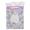 Be Still and Know Blue Floral Large Portrait Gift Bag - Psalm 46:10