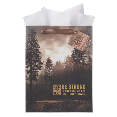 Be Still and Know Blue Floral Large Portrait Gift Bag - Psalm 46:10