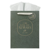 I Am With You Always Sage Botanical Large Portrait Gift Bag - Matthew 28:20