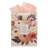 Joyful Patient Faithful Heirloom Floral Large Portrait Gift Bag - Romans 12:12