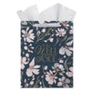 It Is Well With My Soul Navy Floral Large Portrait Gift Bag