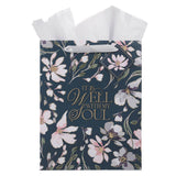 It Is Well With My Soul Navy Floral Large Portrait Gift Bag