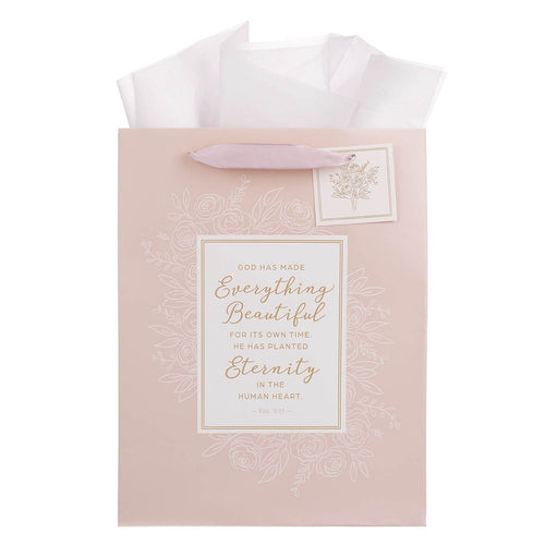 Everything Beautiful Blush Pink Large Portrait Gift Bag - Ecclesiastes 3:11