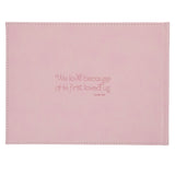 Pink Floral Mr. & Mrs. Medium Faux Leather Wedding Guest Book - 1 John 4:19