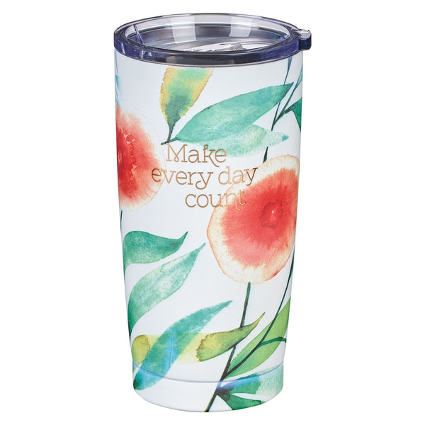 Make Every Day Count Orange Blossoms Stainless Steel Travel Mug - KI Gifts Christian Supplies