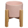 Sophia Pink Planter Pot and Bamboo Stand