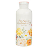 Joy Comes in the Morning Orange Foral Ceramic Table Vase - Psalm 30:5 - KI Gifts Christian Supplies