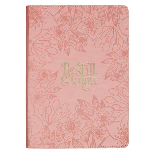 Be Still and Know Pink Floral Faux Leather Classic Journal - Psalm 46:10 - KI Gifts Christian Supplies
