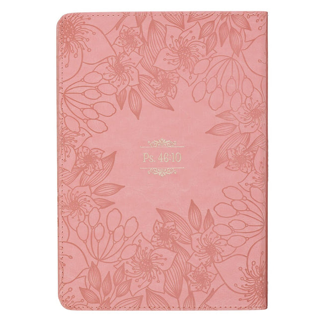 Be Still and Know Pink Floral Faux Leather Classic Journal - Psalm 46:10