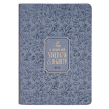Strength and Dignity Blue Cottage Garden Faux Leather Classic Journal - Proverbs 31:25