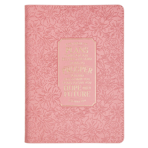 Hope and a Future Pink Bloom Faux Leather Classic Journal - Jeremiah 29:11