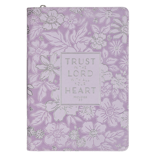 Trust in the Lord Lilac Floral Classic Journal with Zipper Closure - Proverbs 3:5